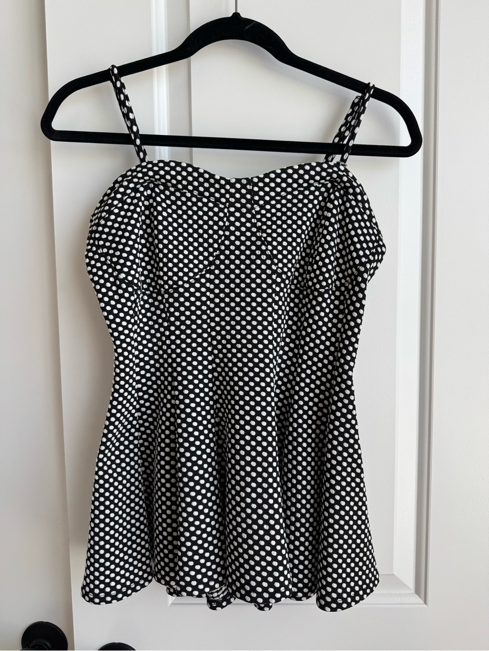 Free People Polka Dot Sweetheart Peplum Cami Top L